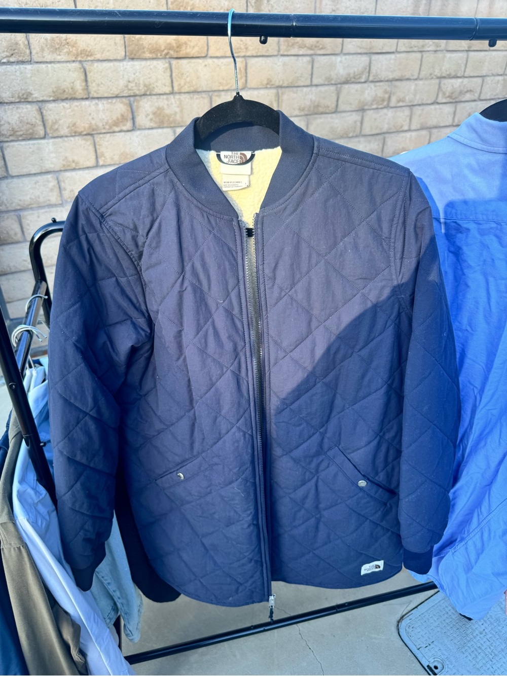 The North Face Navy Quilted Sherpa Lined Bomber Jacket Women’s L